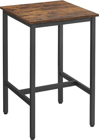 Високий стіл, барний стіл, квадратний, сталевий каркас, 60 x 60 x 92 см, легка збірка, для кухні, вітальні, індустріальний стиль, сільський коричневий і чорний LBT25 шт. Сільський коричневий чорний