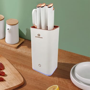 Набір ножів ZEEKMUSS: 6 ножів, точилка, кухові ножиці. Нержавіюча сталь, кухонні, для дому, подарунок (білий)