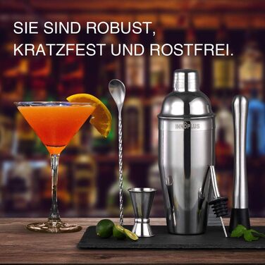 Набір шейкерів для коктейлів 750 мл, 5 шт. , нержавіюча сталь, в т.ч. міксер для мартіні, барна ложка, джіггер, ідея для подарунка