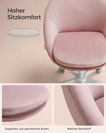 Крісло для домашнього офісу регулюється по висоті за допомогою м'якої подушки - пастельно-рожевий