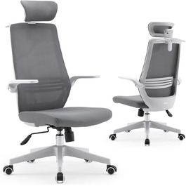 Офісне крісло SIHOO M76A ергономічна спинка і підлокітники 3D підголівник сіре
