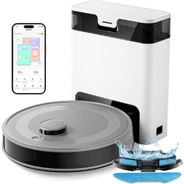 Робот-пилосос LEFANT M2 Plus з картографією, лазерною навігацією, 6000Pa, персоналізованим прибиранням, WiFi/App/Alexa, чорний (M2 Pro Grey)