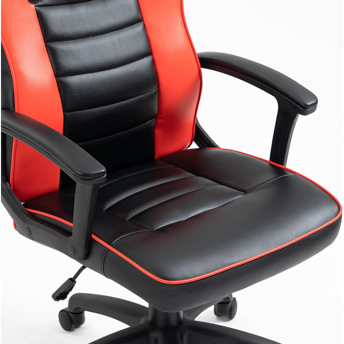 Ігрове крісло SVITA Гоночне крісло Ергономічне крісло для ПК Регульована по висоті Висока спинка Діти Підлітки (чорний/червоний)