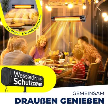 Інфрачервовий обігрівач KESSER® 2500W з пультком та захисним чохлом, телескопічним штативом, для тераси та дому