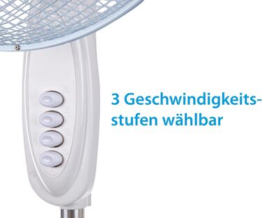 Вентилятор на п'єдесталі Goldhofer FS-40 Модель 2023 3 режими швидкості Автоматичне коливання Білий/Сріблястий 50 Вт