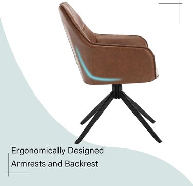 Крісла для їдальні WOLTU, набір 2 шт., поворотні, для кухні, вітальні, оббивка з жаккарду та корду, з металевими ніжками, світло-коричневі, штучна шкіра