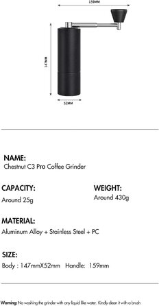 Кавомолка Timemore Chestnut C3 Pro з відкидною рукояткою ручна кавомолка Нова кавомолка з нержавіючої сталі