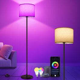 LED торшер димований RGB 156 см для вітальні, управління через додаток, сумісний з Alexa/Google Assistant, 16 млн кольорів, DIY-режим, музичний режим, WiFi лампа E27