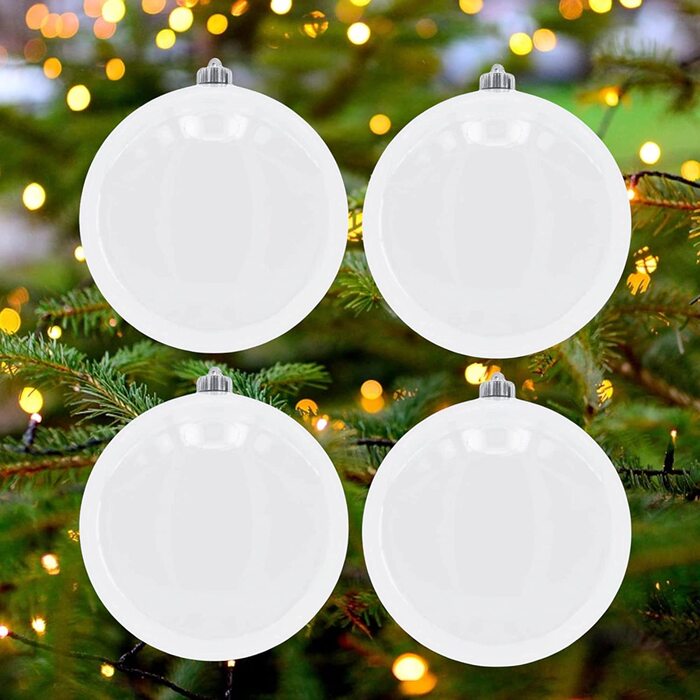 Різдвяні кулі вуличні ялинкові кулі, морозостійкі і атмосферостійкі (кулька діаметром 12 см - 4 шт. и, білий)