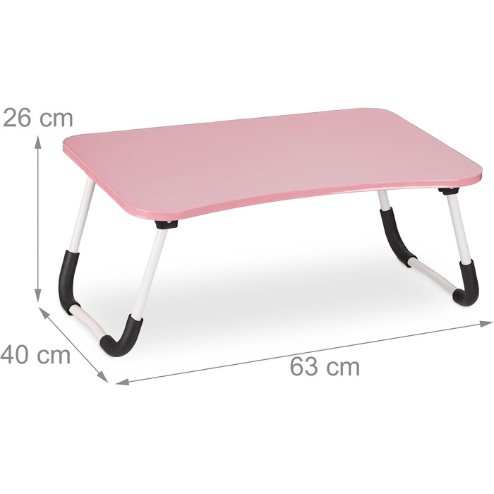 Столик для ноутбука Relaxdays на ліжко/диван, рожевий, 26 x 63 x 40 см, з регульованою висотою