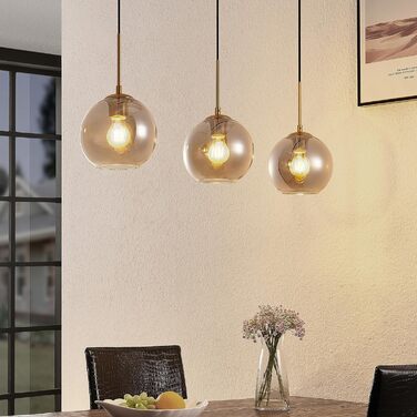 Підвісний світильник Lindby 'Hiwana (Modern) з алюмінію зі скла для вітальні та їдальні (3 полум'я, E27) - Підвісний світильник, Обідній настільний світильник, Підвісний світильник, Світильник для вітальні
