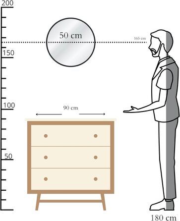 Круглий настінний дзеркало GOLD&CHROME UNIQUE DESIGN чорного кольору - 50 x 50 см, для ванної кімнати та макіяжу, з алюмінію, декоративне, велике, 2 роки гарантії