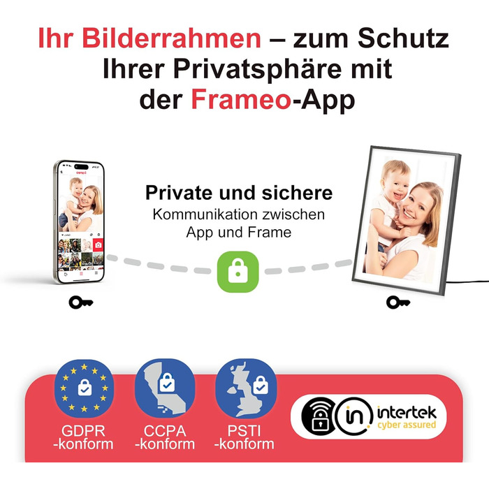 Цифровий фоторамка Frameo 15.6 дюймів, 32 ГБ, FHD 1920x1080, сенсорний екран, Wi-Fi, чорно-білий