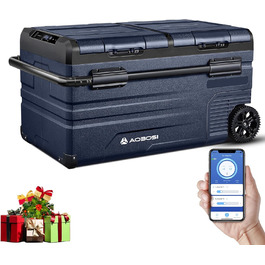 Компактний компресорний холодильник AAOBOSI Dual Zone 75L з Wi-Fi керуванням, USB-портом, 12/24/240V, -20°C до 20°C для авто, вантажівки, човна, кемпінгу