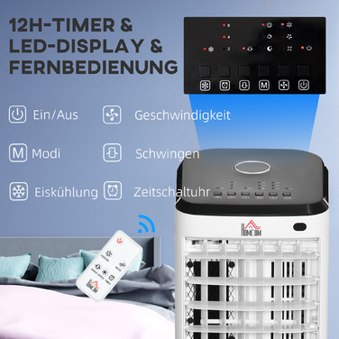 Кліматичний пристрій Min-Klima: Кондиціонер для дому, 3 режими роботи, таймер, розміри 24,5 x 27 x 60 см, колір: кремово-білий + чорний