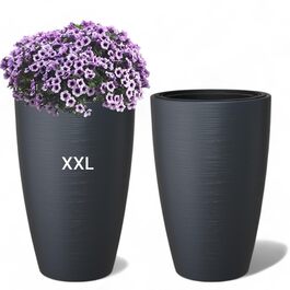Горщик для квітів MELTOM Blumenkübel, XXL-58см, антрацит, знімний вкладиш, горизонтальні смуги