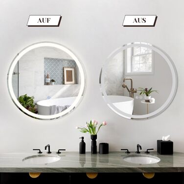 Дзеркало для ванної кімнати Mursche з підсвічуванням LED, 50x70 см, IP44, з сенсорним вимикачем та функцією запобігання запотіванню, регулювання яскравості 3000K-6500K