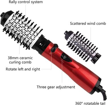 Стайлер з гарячим повітрям 3 в 1 і обертовий фен, щітка для фена, професійна щітка для стайлера з негативними іонами, щітки гарячого повітря з 2 змінними щітками, для салону Home