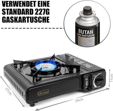 Газовий набір Greenpoint: газовку + 8 балончиків для кемпінгу (у валізі)