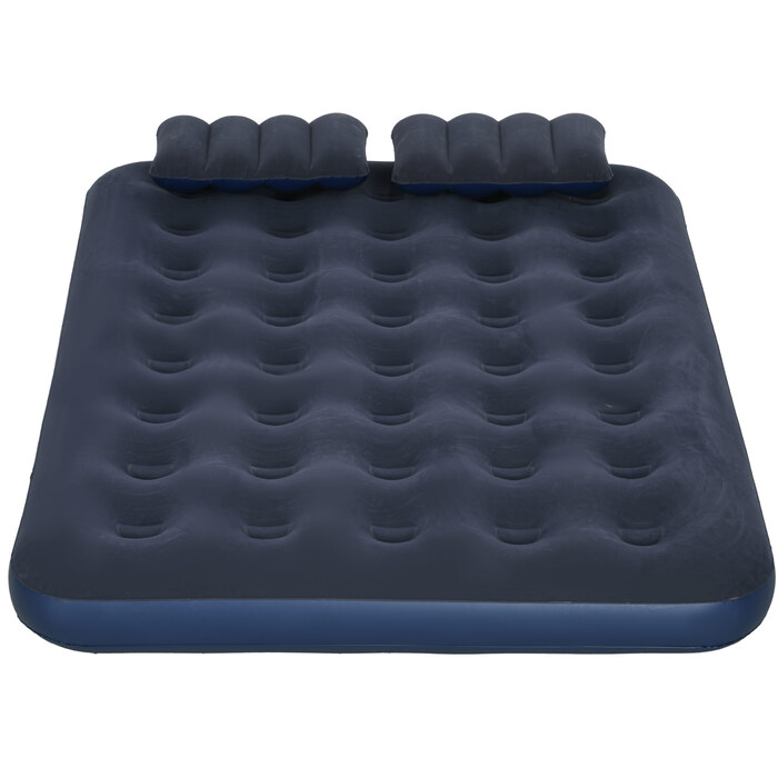 Двоспальний надувний матрац Outsunny Air Bed з ручним насосом і подушкою, синій 203x152x22 см для кемпінгу та гостей