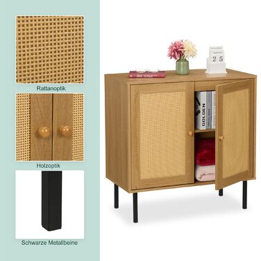 Комод Relaxdays з 2 дверцятами, з імітацією ротангу
