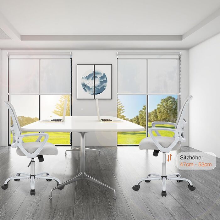 Офісний крісло Sweetcrispy з регульованими підлокітниками, ергономічний крісло для робочого столу з підтримкою попереку, регульована висота, 360° обертання, м'яке сидіння для офісу/кабінету, чорний (сірий, нерухомі підлокітники)