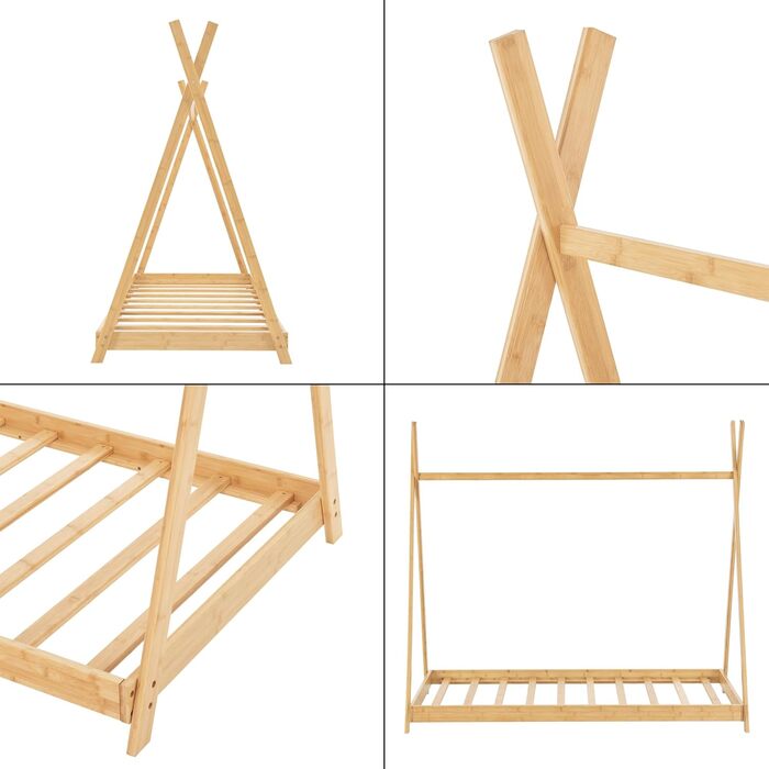 Дитяче ліжко Vimpeli 80x160 см Tipi з ламелями, бамбук, ігрове ліжко для дитячої кімнати