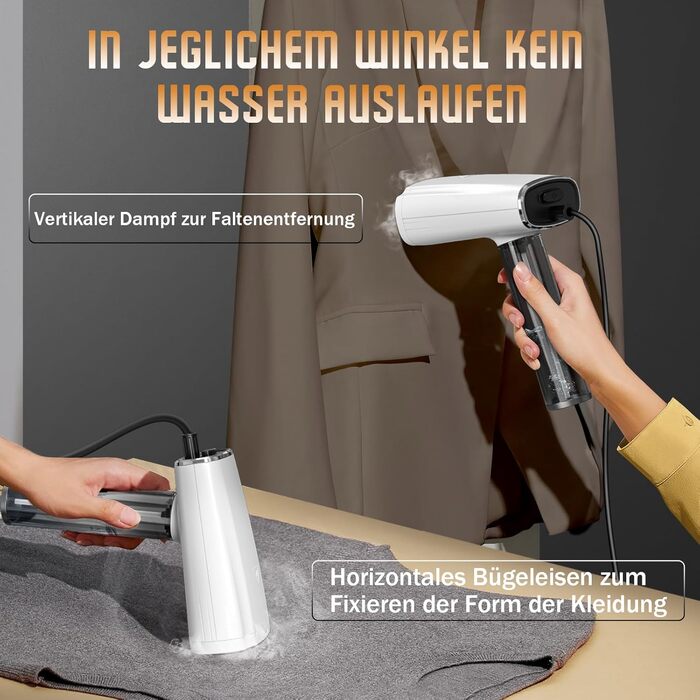 Парфукат Raelunyi 1300W: портативний відпарювач для одягу, для дому, подорожей та офісу (білий)