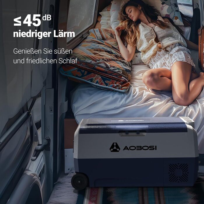 Кühlbox AAOBOSI Kompressor 60L з WiFi керуванням, 12/24/240V, -20°C до 20°C. Двозонна холодильна сумка для авто, вантажівки, човна, кемпінгу.