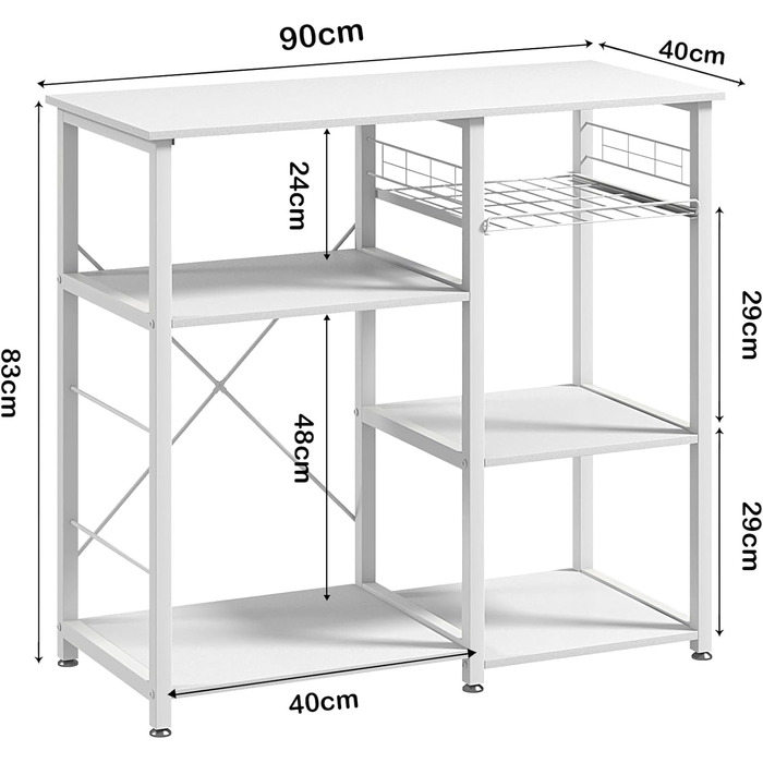 Стелаж кухонний Sogesfurniture з підставкою для мікрохвильової печі, чорний & горіх, 90x40x83 см
