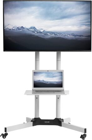 ТВ-візок VIVO Mobiler для телевізорів 32-83 дюймів (до 50 кг), LCD LED OLED 4K, з підставкою для ноутбука та DVD, білий STAND-TV03W