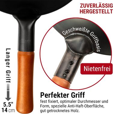Вок YOSUKATA з вуглецевої сталі 30 см - для індукційних, газових, електричних плит та грилю
