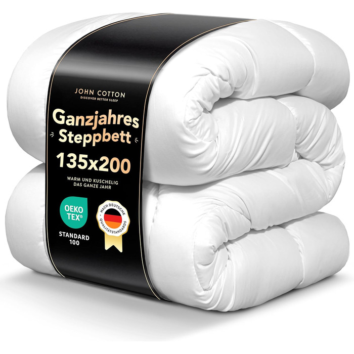Ковдра John Cotton Night Cloud Bettdecke 135x200 - Преміум якість для алергіків | Сертифікована Oeko-Test | М'яка мікрофібра, підходить для будь-якої пори року | Дихаюча ковдра | 135x200 см