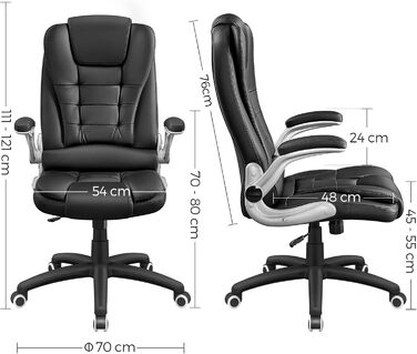 Офісний стілець SONGMICS Ergonomischer Bürostuhl, регульований, чорний, OBG21B, 52 x 53 x 122 см