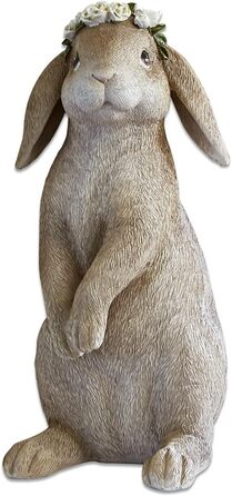 Зайчик Лоберон Деко Солодкий Білий Декоративна статуетка Великдень Фігурка тварини з полістоуну Ручний розпис з люблячими деталями 30,5 см, (коричневий)