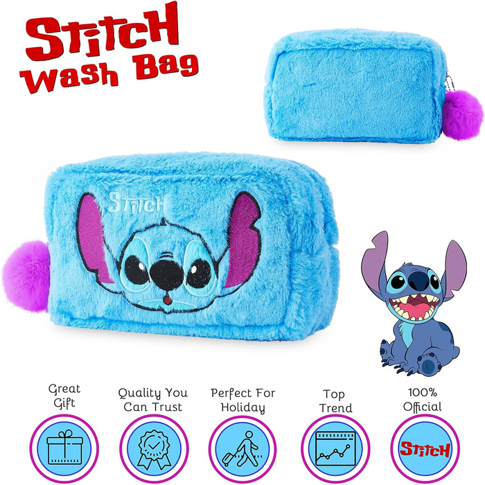 Косметичка Disney Ladies Stitch Cosmetic Bag - зберігання косметики для дівчаток та підлітків. Ідеальна ідея подарунка (Stitch Blue)