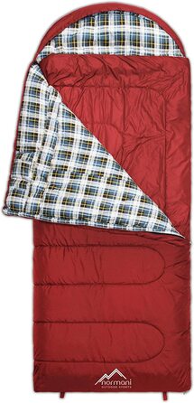 Спальний мішок 4-в-1 Extreme Outdoor Sleeping Bag 'Antarctica з нейлону Rip-Stop з наповнювачем з порожнистого волокна 500 250 г/м 220 x 90 см Темно-червоний ліворуч