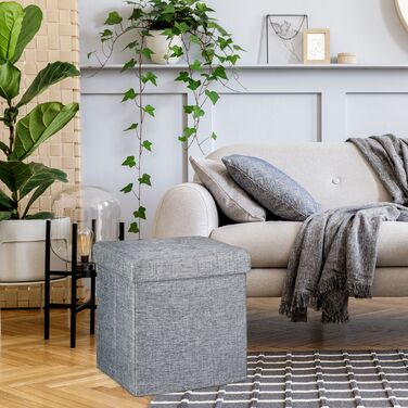 Relaxdays Складний табурет з місцем для зберігання, льон