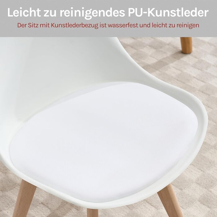 Стільці для їдальні WOLTU, набір 2 шт, з обертанням, з масиву дерева та штучної шкіри, до 100 кг, сучасний дизайн