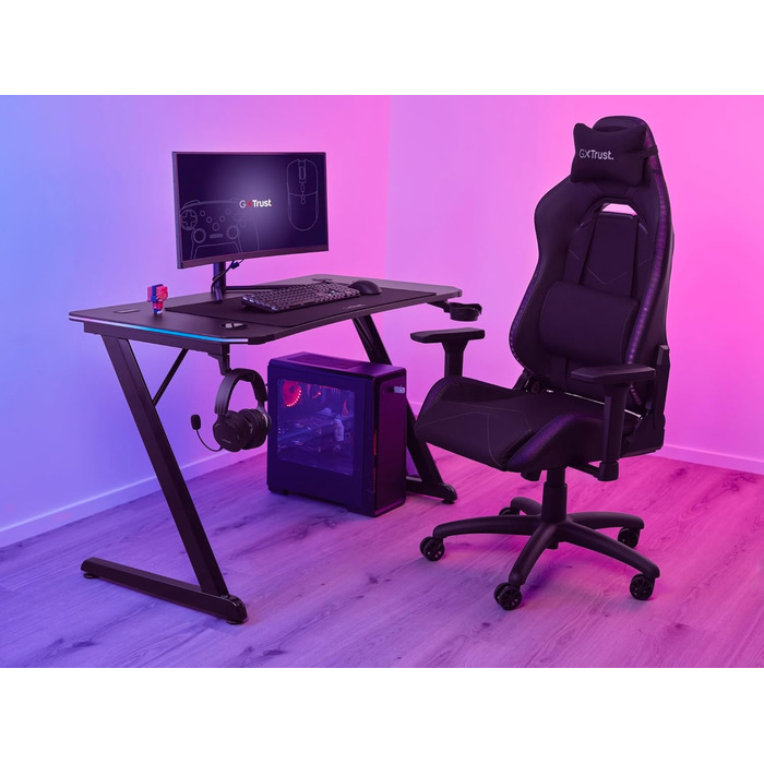 Ігровий стіл Trust Gaming GXT 709W Luminus RGB з підсвічуванням LED, 10 режимів, USB, для геймерів, білий (120x60 см)