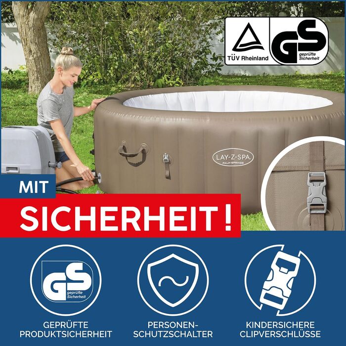 Надувний гідромасажний басейн-джакузі Bestway Lay-Z-Spa AirJet Palm Springs з LED-підсвіткою на 6 осіб, 196 x 66 см