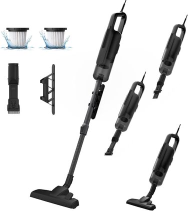 Версолайф C8PRO - пилосос з кабелем, 30000Pa/600W, 6-в-1, для твердих поверхонь, килимів та шерсті тварин, чорний