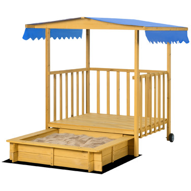 Outsunny Пісочниця без підлоги, регулюється по висоті, 107,5 x 107,5 x 110 см, пісочниця з дахом, пісочниця з кришкою, натуральна