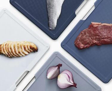 Набір дерев'яних обробних дощок Joseph Joseph Folio, 4 шт., великий, блакитний/сріблястий, 35.7 x 26.2 см