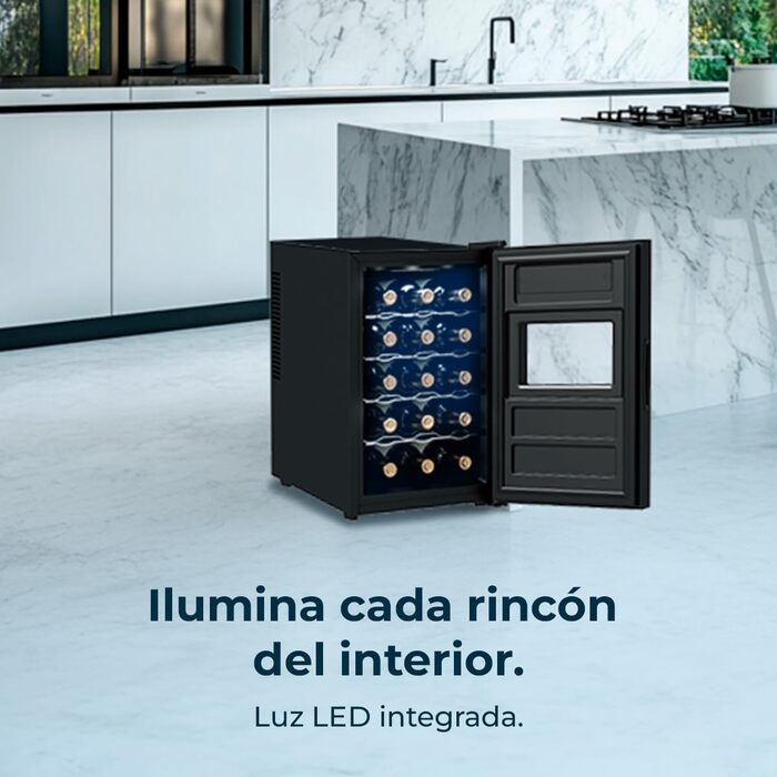 Винний холодильник Cecotec Bolero Grandsommelier 830 Coolcrystal: 15 пляшок, чорний, терморегулювання 8-18°C, LED, без шкідливого газу