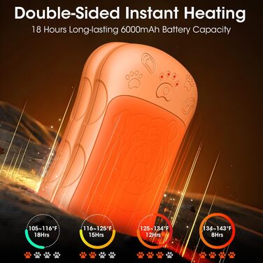 Електричні грілки для рук, 2 шт., 6000 мАг, акумулятор, багаторазові, зарядні, ідеальні для спорту на відкритому повітрі, полювання, гольфу, кемпінгу, теплий подарунок для жінок, чоловіків, дітей (Помаранчевий)