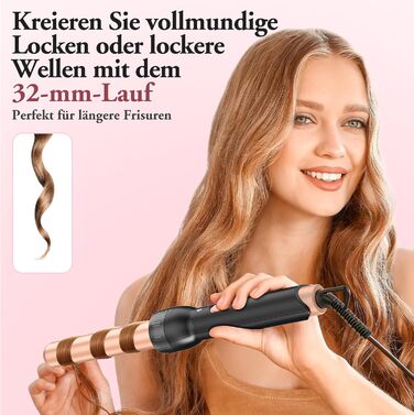 BESTOPE MIX Локкенстаб 5-в-1: Набір для завивки волосся з керамічним покриттям, різні насадки (9-32 мм), швидкий нагрів, регулювання температури для довгого та короткого волосся (золотий)