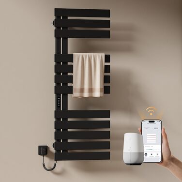 Електричний рушникосушар EMKE з Wi-Fi, 1000 x 500 мм, 320W, чорний (правий)