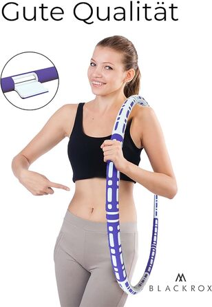 Фітнес-обруч BLACKROX HOOPAROX Adult Hula Fitness Hoop Інтер'єр з нержавіючої сталі Регульована вага Зменшення ваги 1,2-4 кг Обруч для початківців для фітнес-масажу для схуднення ФІОЛЕТОВИЙ & БІЛИЙ