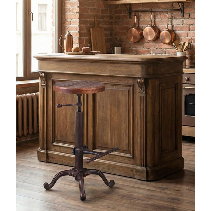 Табурет Topower для кухні в стилі ретро/вінтаж, з дерева, поворотний, регульована висота (мідний)